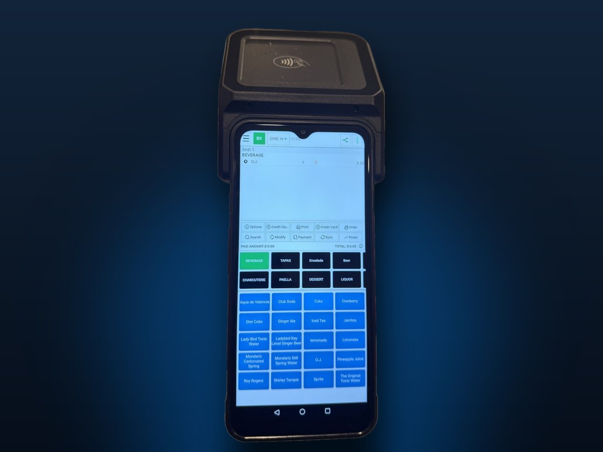 Handheld POS with tap to pay